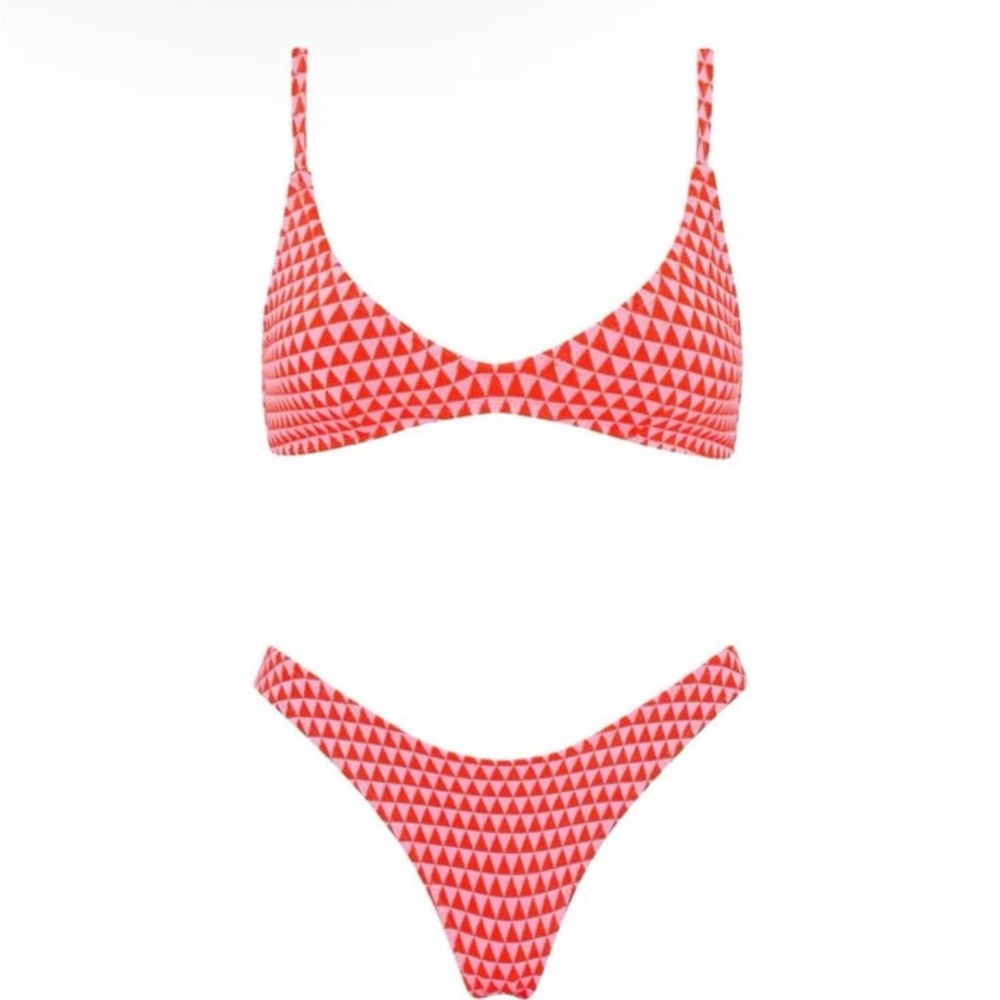 Triangl Pink & Red Bikini Set